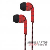 Astrum EB200 univerzális 3,5mm jack piros-fekete sztereó headset mikrofonnal, szövetbevonatos kábel