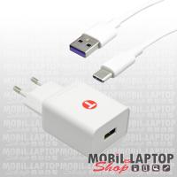 Hálózati töltő univerzális USB Type-C 3,4A 18W Quick Charge 3.0 gyorstöltés támogatással fehér