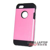 Kemény hátlap Apple iPhone 5 / 5S / SE Spigen ütésálló fém + gumi rózsaszín