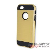 Kemény hátlap Apple iPhone 5 / 5S / SE ütésálló műanyag + gumi arany