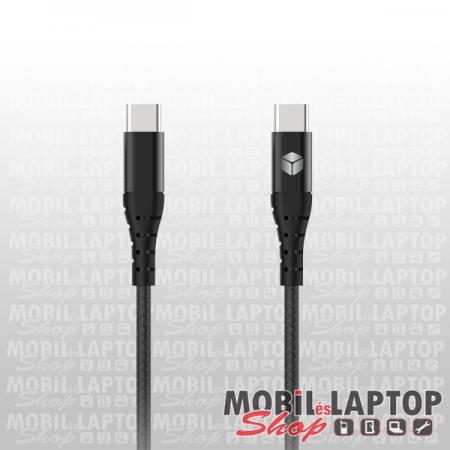 Adatkábel univerzális USB Type-C / USB Type-C fekete szövethálós PRÉMIUM STURDO