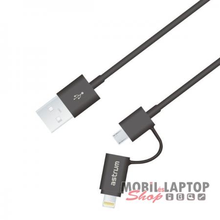 Astrum Apple iPhone 5 / 6 / 7 1,2M adatkábel Micro USB átalakítóval MFI engedéllyel CB-U2CAL-12