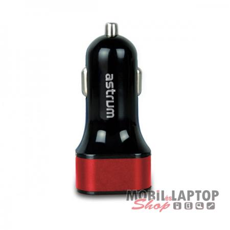 Astrum CC340 fekete - piros autós töltő 3.4A 2USB microUSB adatkábellel