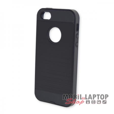 Kemény hátlap Apple iPhone 5 / 5S / SE ütésálló műanyag + gumi fekete
