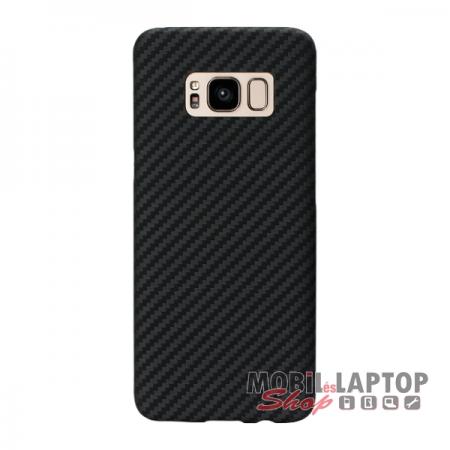 Kemény hátlap Samsung G955 Galaxy S8 Plus ( 6,2 ) fekete-szürke karbon mintás, mágnessel PITAKA