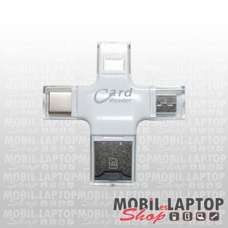 MicroSD memóriakártya olvasó USB, Micro USB, Type-C, Ligtning csatlakozóval