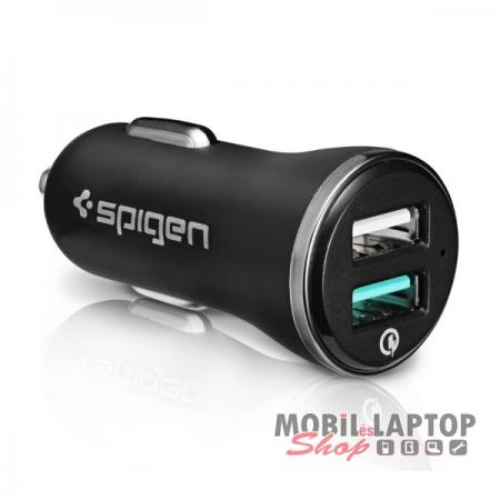 Spigen Essential F27QC Quick Charge 3.0 autós töltő adapter, 2xUSB, fekete