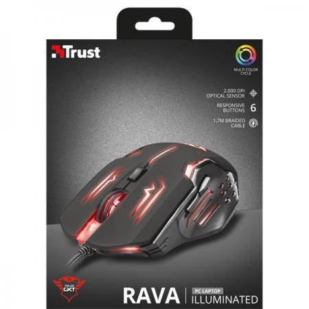 Trust GXT 108 Rava Illuminated USB fekete gamer egér