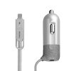 Autós töltő átalakítható Apple iPhone 8 pin és Micro USB 3.4A plusz USB ezüst-fehér FINCHY REMAX