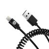 Adatkábel Apple iPhone 8pin 1,5M fekete tekercselt lightning adatkábel MFI engedéllyel PRÉMIUM
