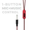 Astrum EB200 univerzális 3,5mm jack piros-fekete sztereó headset mikrofonnal, szövetbevonatos kábel