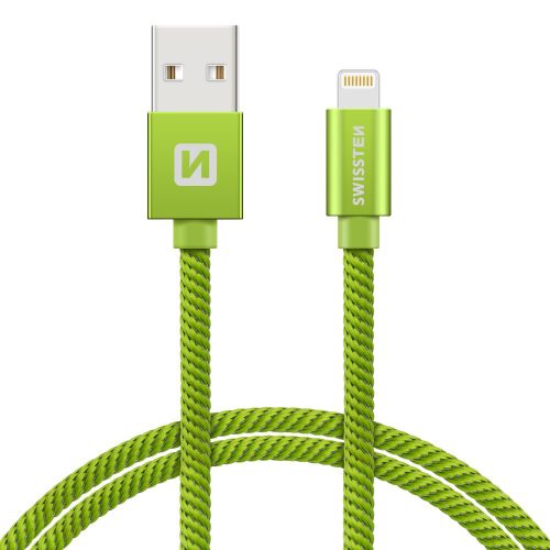 Adatkábel Apple iPhone 8pin lightning 1,2m szövethálós zöld SWISSTEN