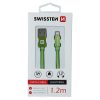 Adatkábel Apple iPhone 8pin lightning 1,2m szövethálós zöld SWISSTEN