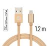 Adatkábel Apple iPhone 8pin lightning 1,2m szövethálós arany MFI engedéllyel SWISSTEN