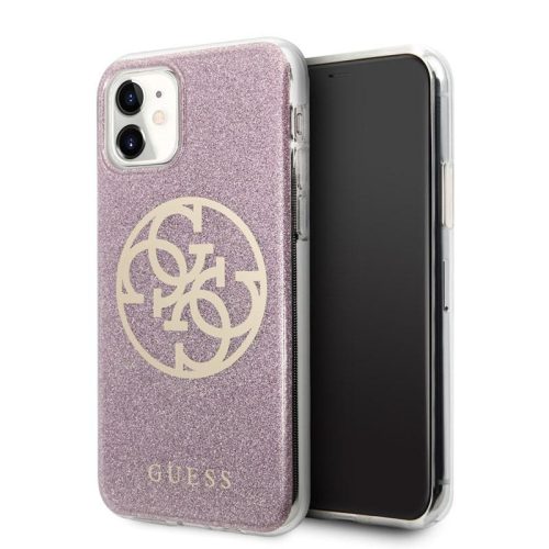 Szilikon tok Apple iPhone 11 ( 6,1" ) csillámos rózsaszín GUESS GUHCN61PCUGLPI