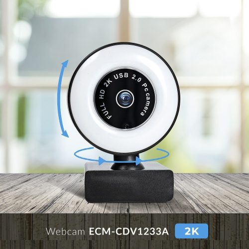 Webkamera 2K QHD 30FPS dimmelhető LED világítással