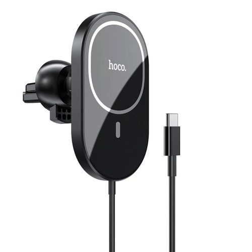 Autós tartó iPhone 12 MagSafe töltéssel szellőzőrácsba illeszthető 15W hoco. CA85 / CA90
