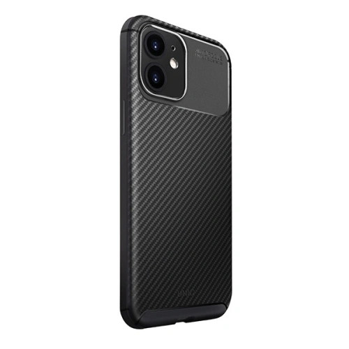 Szilikon tok Apple iPhone 12 Mini ( 5,4" ) közepesen ütésálló fekete karbon minta UNIQ