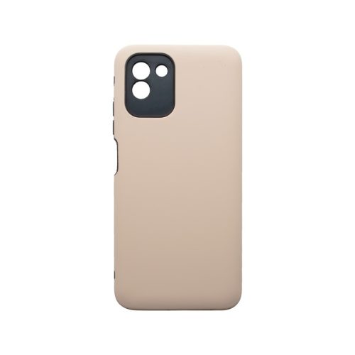 Kemény hátlap Samsung A035 Galaxy A03 kameravédős ütésálló műanyag + gumi bézs