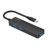 Astrum UH030  HUB Type-C + USB 3.0 2db + USB 2.0 1db + SD/TF fekete