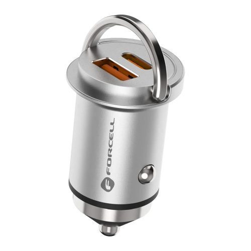 Forcell F-Energy Quick Charge USB 3.0 + PD Type - C autós töltő adapter,45W ezüst / fekete