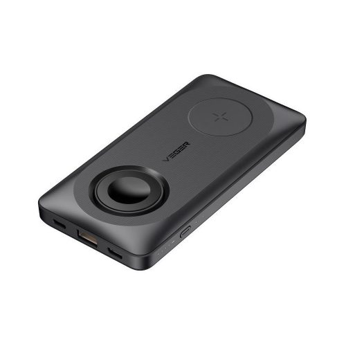Külső akku univerzális 10000mAh 22,5W PD,QC, 15W MagSafe vez.nélküli töltés, fekete VEGER MagMulti
