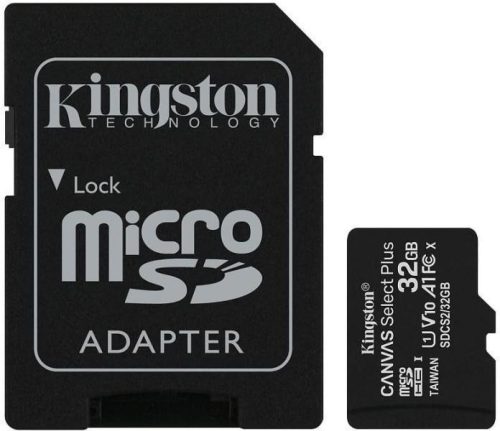 Kingston 32GB SD micro Canvas Select Plus (SDHC Class 10 A1) (SDCS2/32GB) memória kártya adapterrel