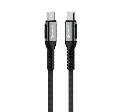 Adatkábel univerzális Type-C - Type-C szövethálós 3m fekete FORCELL F-ENERGY C263