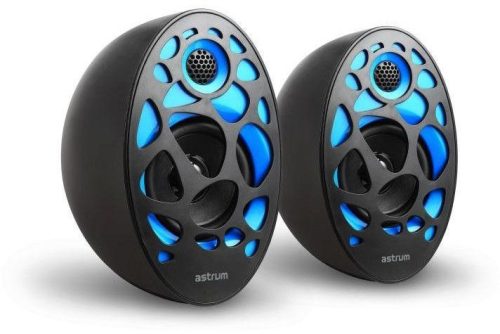 Astrum SU150 fekete-kék 2.0 csatornás hangszóró 3,5mm jack csatlakozóval, USB-s áramellátással
